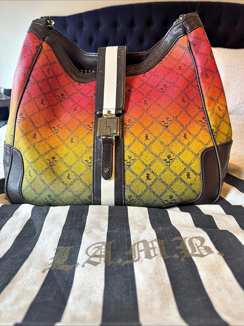 L.A.M.B. Manchester Hobo Bag. Multi & Brown